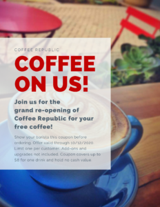 Coffee Rockville Join Us for the grand re-opening